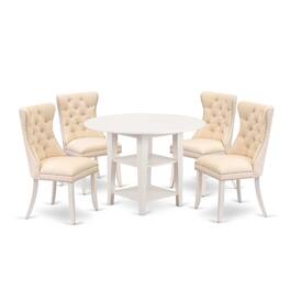 East West Furniture - 5 Piece Dining Set - White