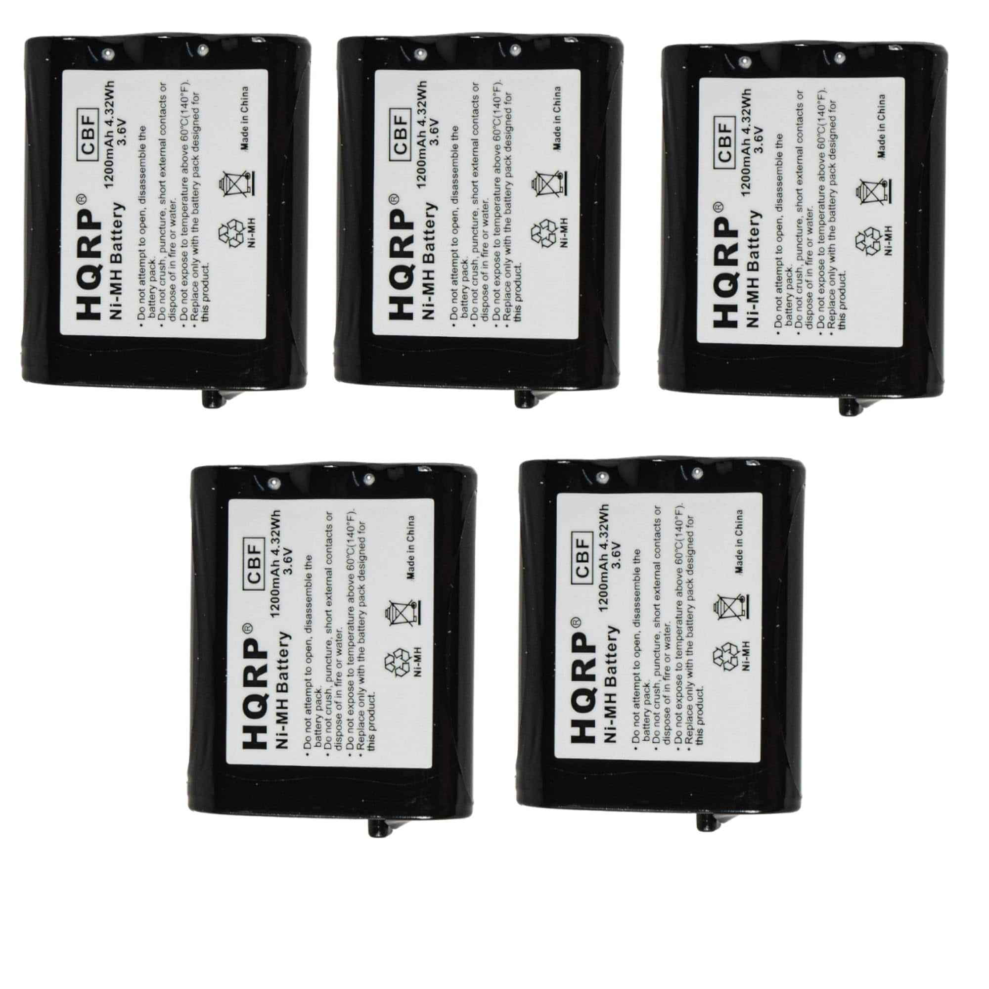 HQRP - 5-Pack 3.6 V 1200 mAh NiMH Phone Battery Pack for Panasonic HHR-P402 HHR-P402A Cordless Phones