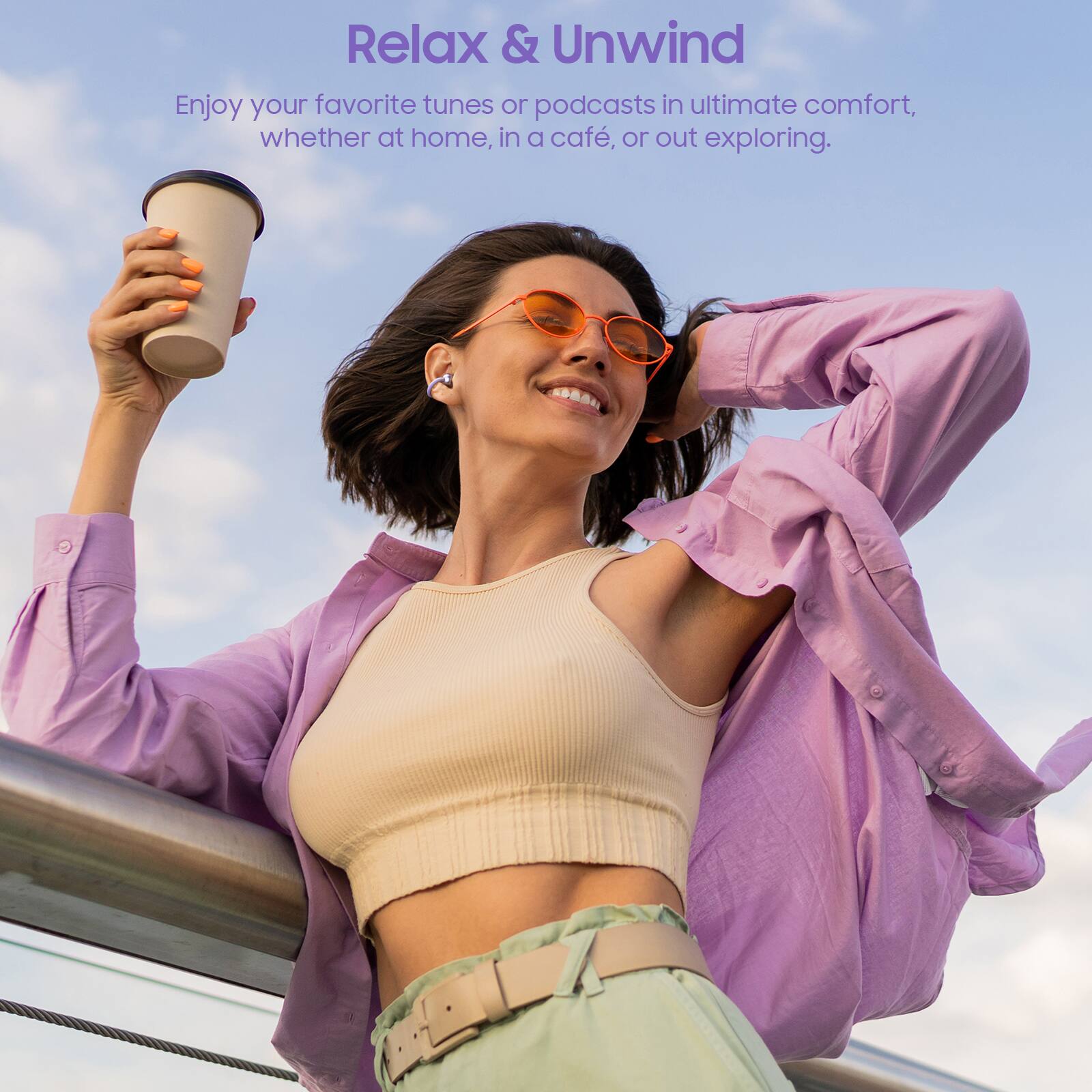 Relax & Unwind
Enjoy your favorite tunes or podcasts in ultimate comfort, whether at home, in a café, or out exploring.