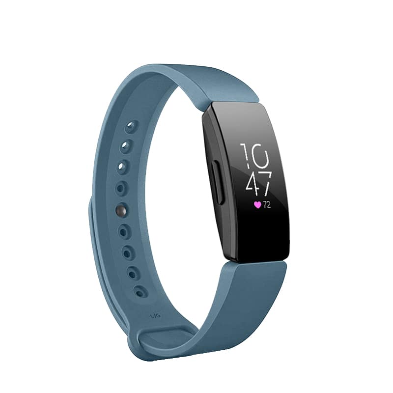 Front. StrapsCo - Rubber Pin-and-Tuck Strap Silicone Watch Band For Fitbit Inspire & Inspire HR (Short-Medium) - Blue-Grey.