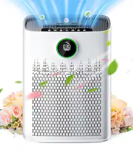 Ecoself - Air Purifier for Large Room up to 2400 Sq.Ft - 2X-Power Filtration, 99.97% Particle Removal - White