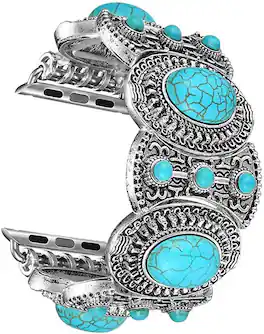Worryfree Gadgets - Apple Watch Band Boho Ethnic Antique Style Bracelet Strap - Turquoise