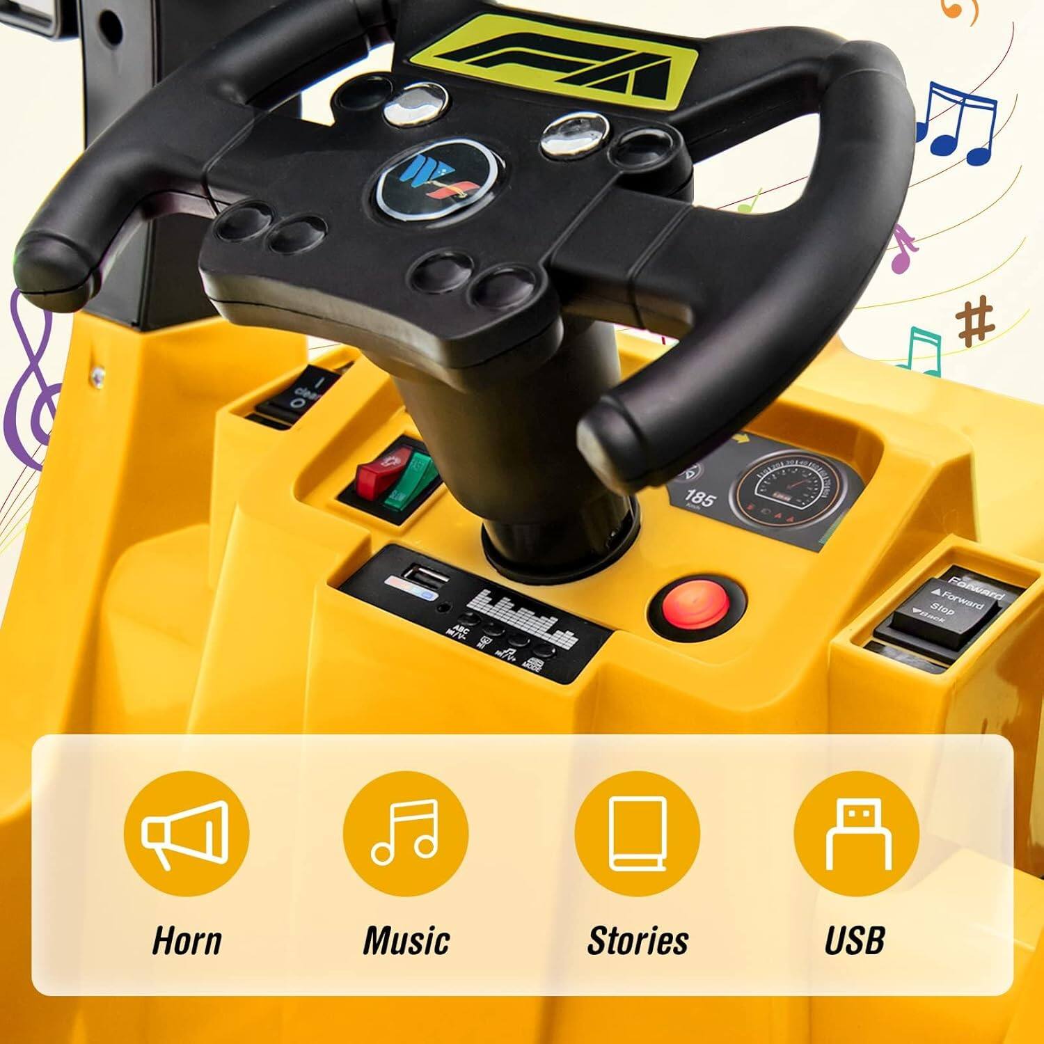 Costway Ride on Car 12V 2 in 1 Kids Street Sweeper Truck Electric ...