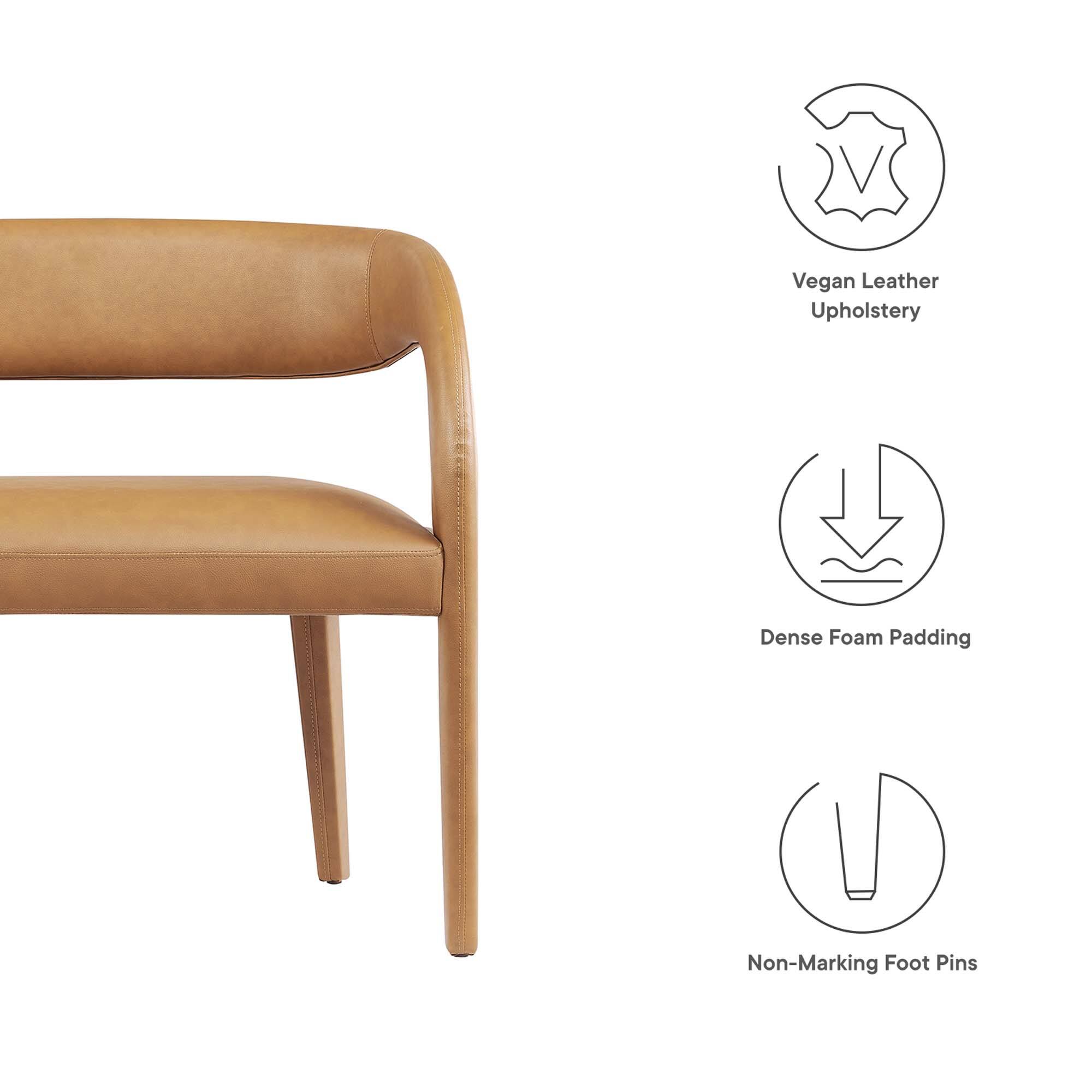 - Vegan Leather Upholstery
- Dense Foam Padding
- Non-Marking Foot Pins