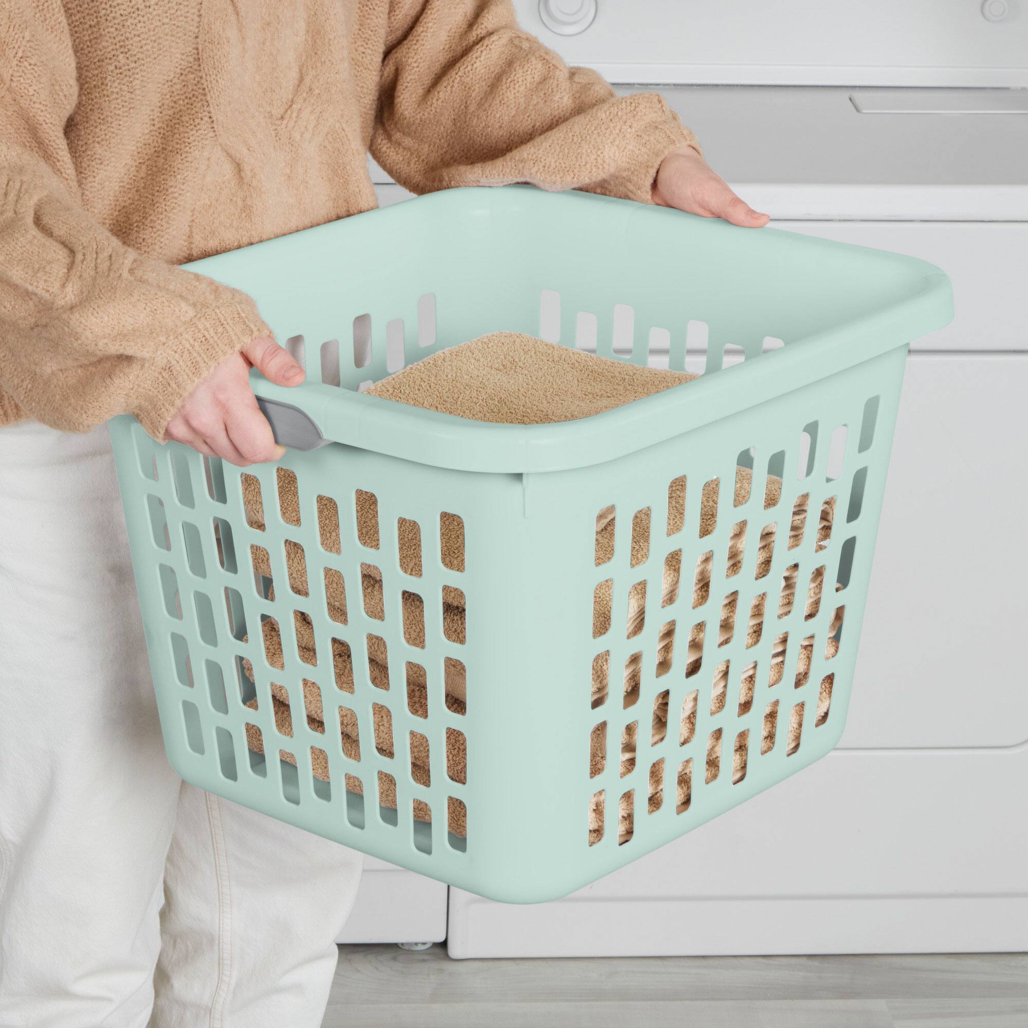 Alt View 3. Sterilite - Sterilite Laundry Basket, 1.5 Bushel Plastic Hamper with Handles, Mint, 6 Pack - Mint.