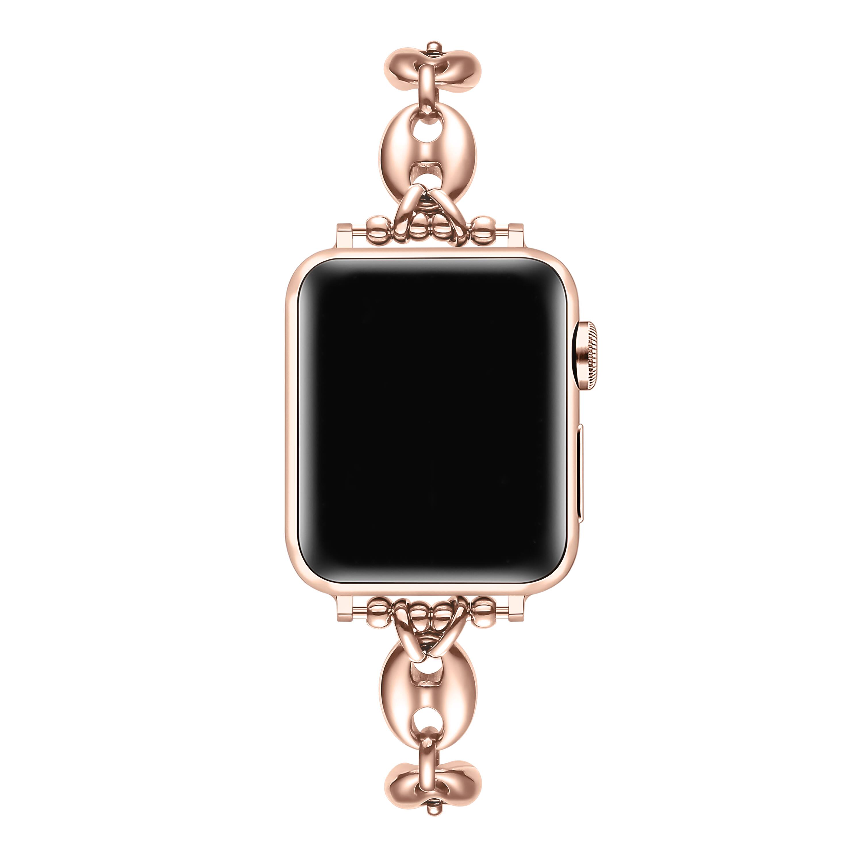 Back. Posh Tech - Poppy Stainless Steel Link Band for Apple Watch - Rose Gold.