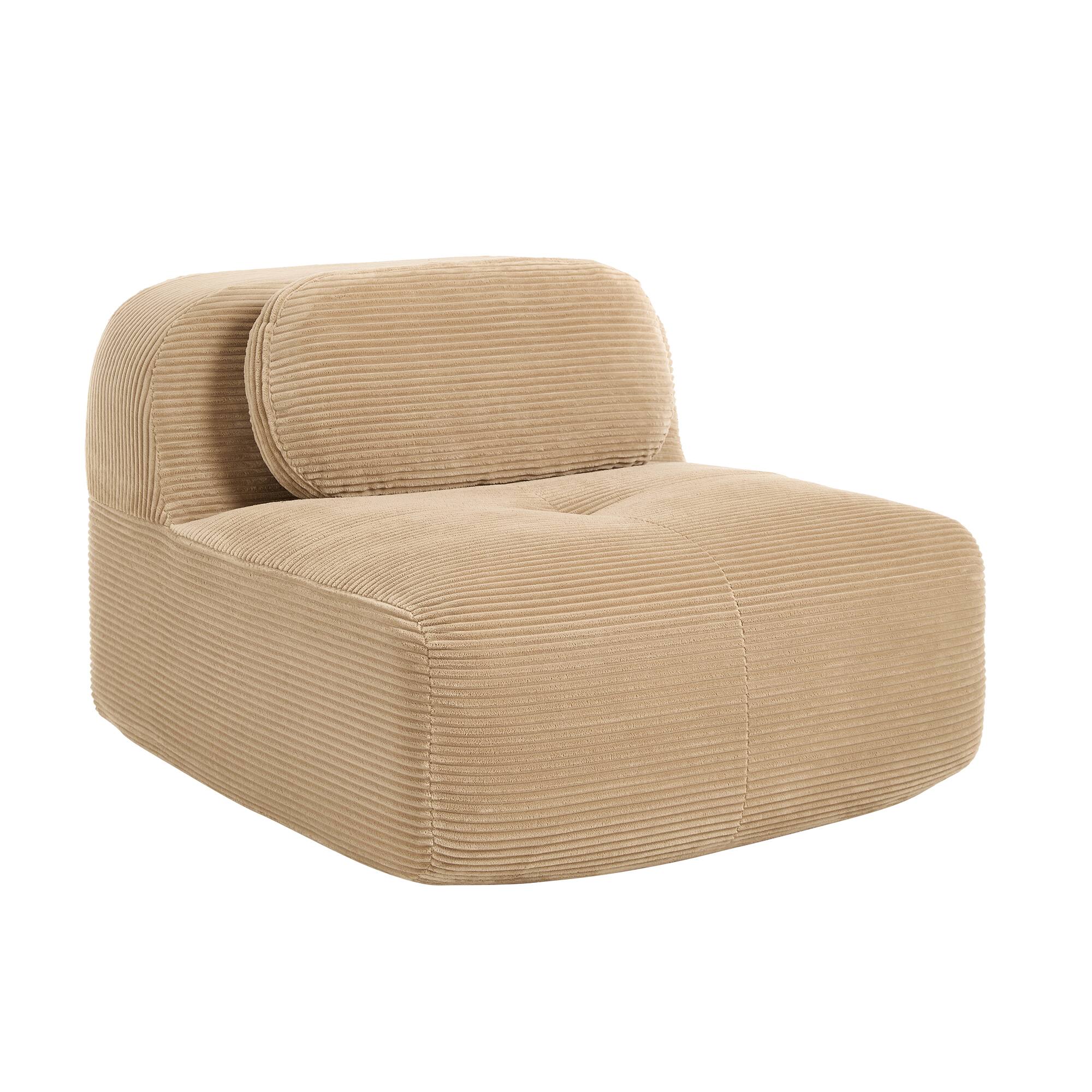 Angle. LOVMOR - Corduroy Couch No Assembly Compressed Pack Anti Slip Curved Armrests For Den Soft Textured Lounge Indoor TV XL - Camel.