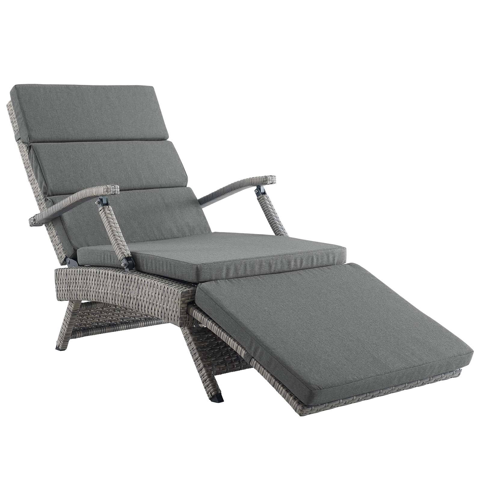Alt View 1. Modway - Envisage Chaise Outdoor Patio Wicker Rattan Lounge Chair by Modway - Light Gray Charcoal.