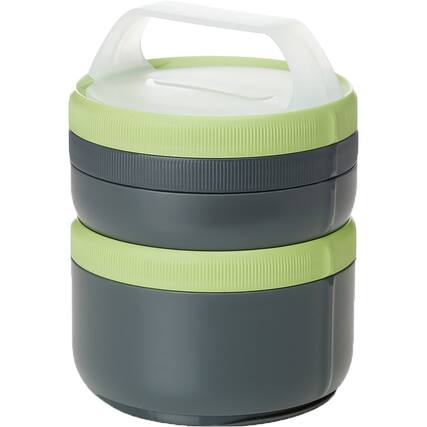 Front. Humangear - Humangear Stax XL EatSystem Travel Stacking Containers - Gray/Green - Gray/Green.