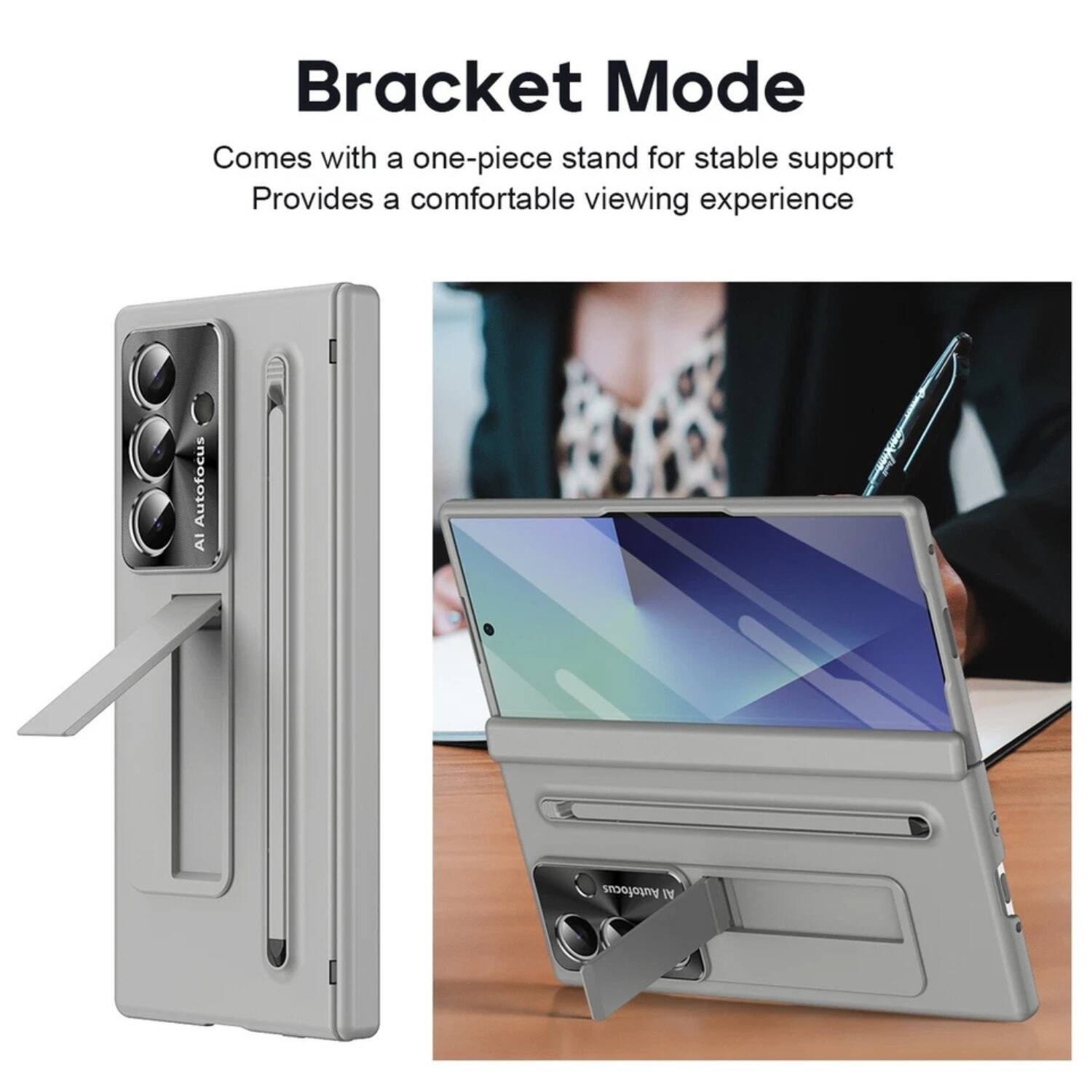 Bracket Mode  
Comes with a one-piece stand for stable support  
Provides a comfortable viewing experience