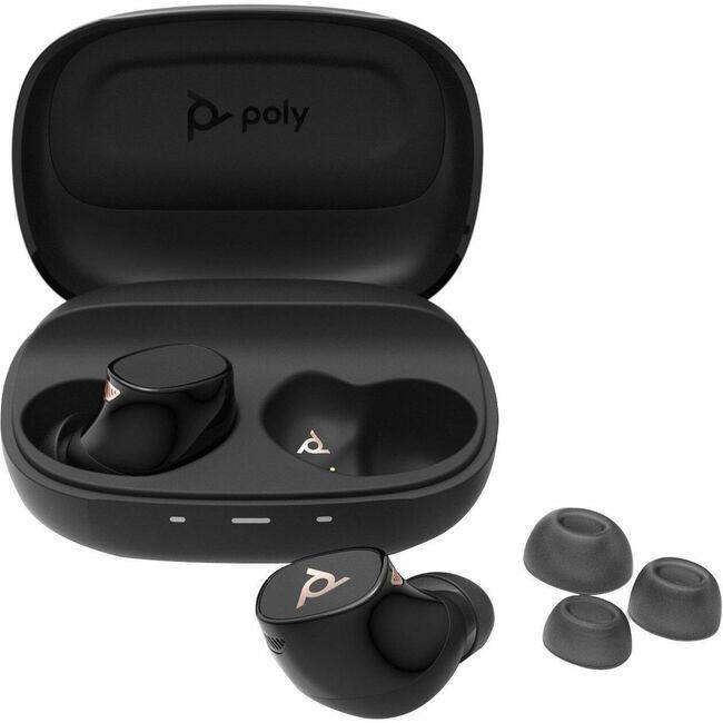 Front. HP - Poly Voyager Free 20 Black Earbuds + Basic Charge Case Customer Special 1 - Stereo - True Wireless - Bluetooth - 16 Ohm - Black.