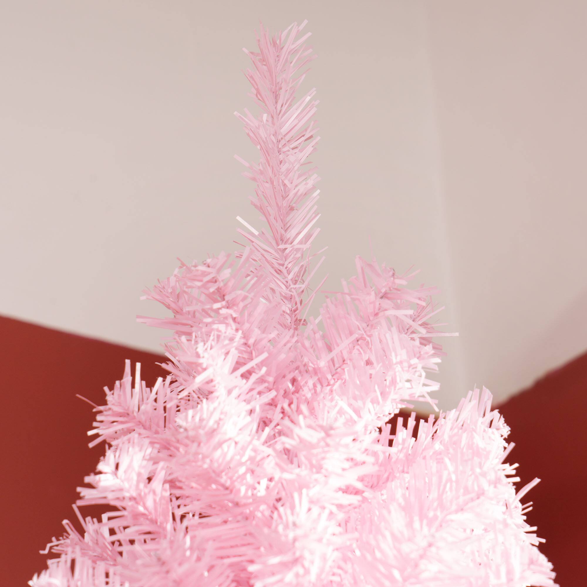 Alt View 8. Homcom - Douglas Fir Pencil Christmas Tree, Slim Artificial Christmas Tree with 1168 Branch Tips and Metal Stand - Pink.