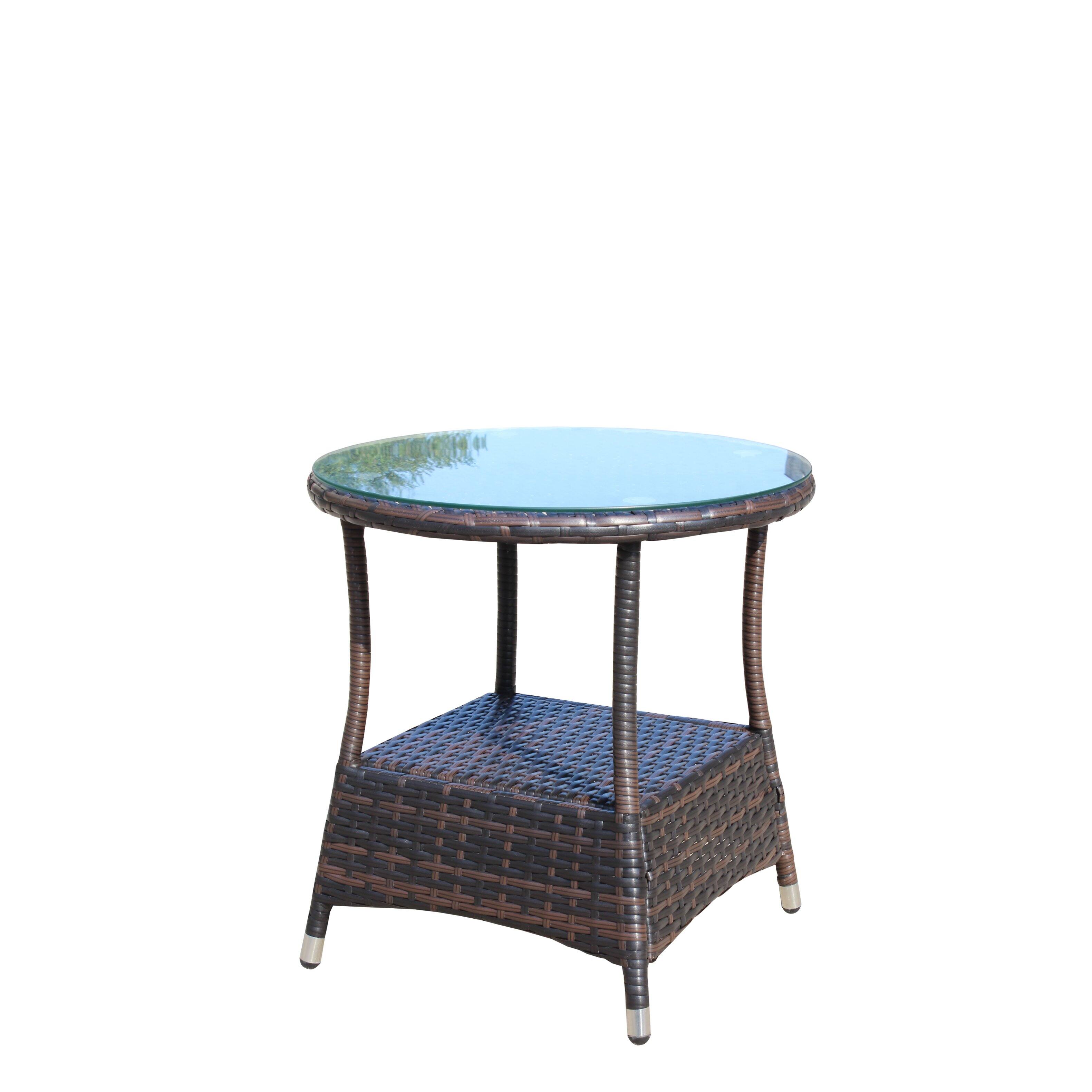 Alt View 1. APRILSOUL - Outdoor patio Furniture 1 Round Coffee Table with clear tempered glass - Brown.