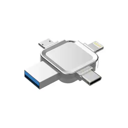 Front. Skanty Furniture - 128G USB 3.0 Flash Drive Memory Stick with Type-c Port Lightning Port USB Port Micro Port Photo Memory Stick - Silver.