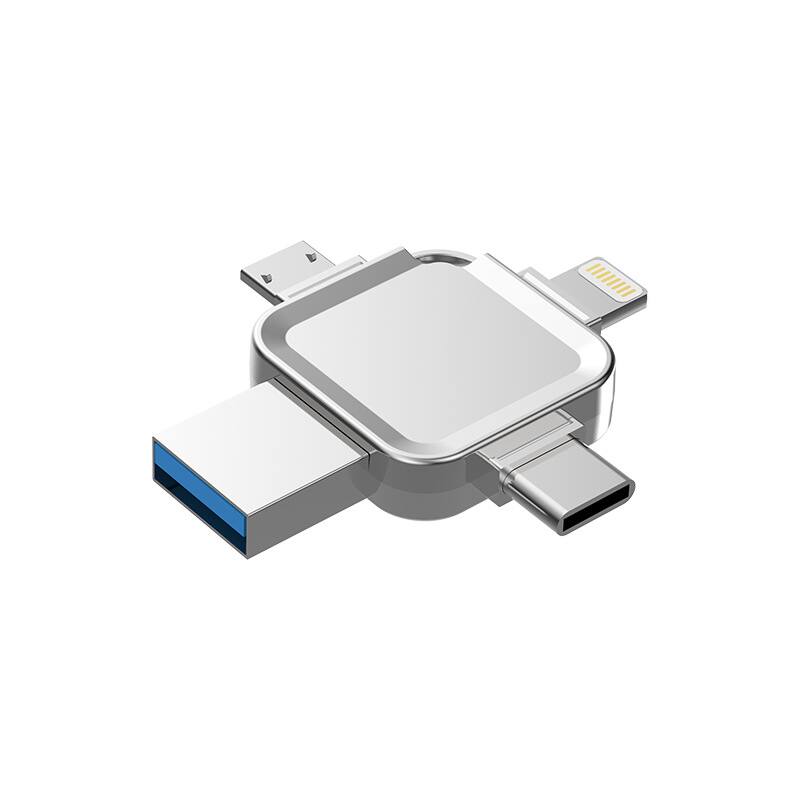 Front. Skanty Furniture - 128G USB 3.0 Flash Drive Memory Stick with Type-c Port Lightning Port USB Port Micro Port Photo Memory Stick - Silver.