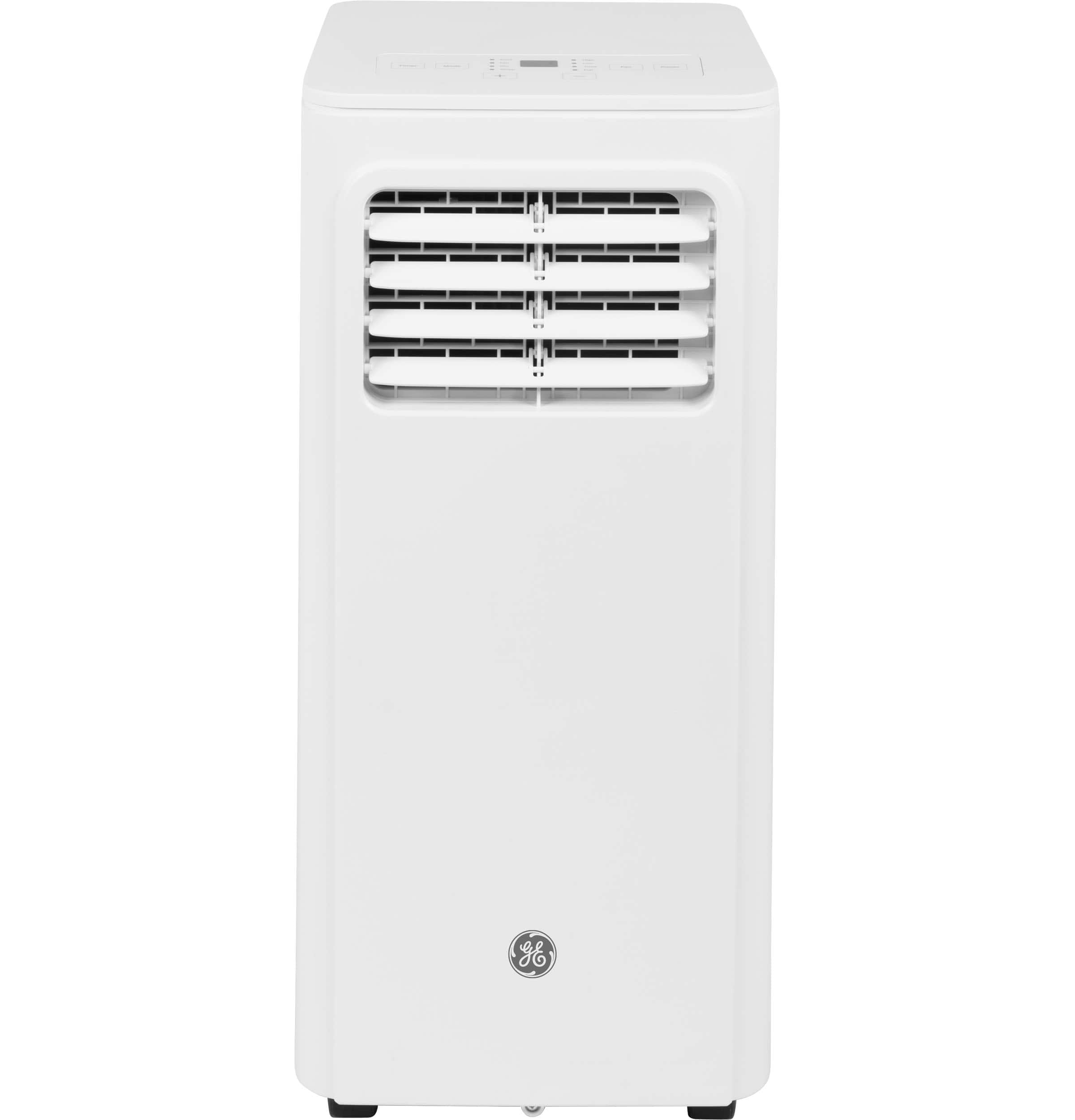 Front. GE - 150 Sq. Ft. 5,000 BTU Portable Air Conditioner with Auto Evaporation Technology - White.