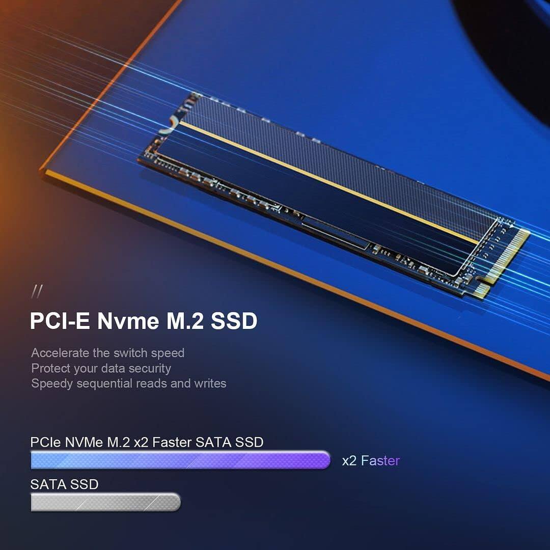 PCI-E NVMe M.2 SSD

- Accelerate the switch speed
- Protect your data security
- Speedy sequential reads and writes

PCIe NVMe M.2 x2 Faster SATA SSD x2 Faster SATA SSD
