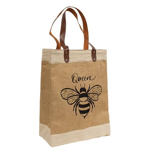 Angle. BreeBe - Queen Bee Jute Tote - Multi.