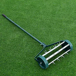 Gymax - Rolling Garden Lawn Aerator Roller Home Grass Steel Handle - Green
