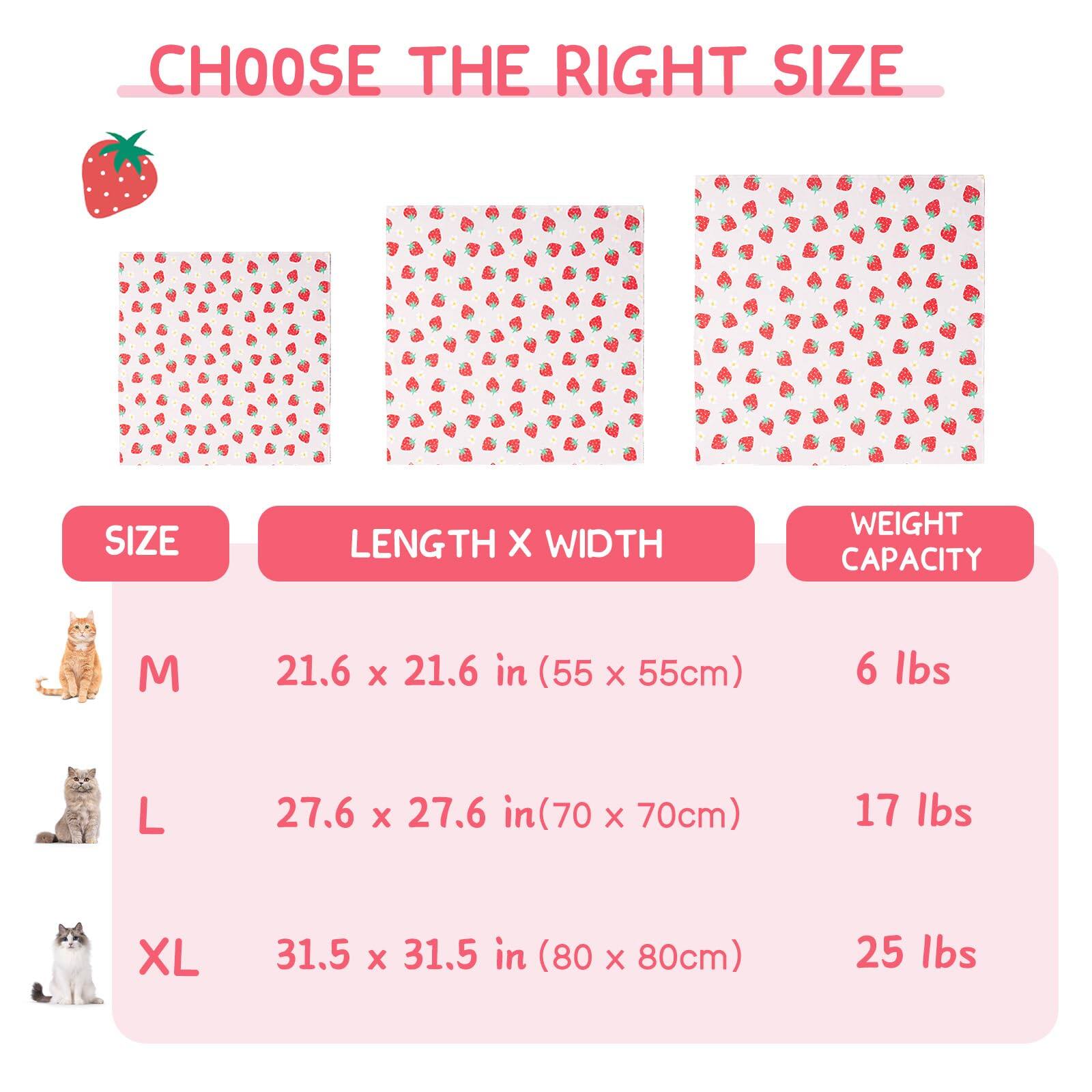 CHOOSE THE RIGHT SIZE

SIZE | LENGTH X WIDTH | WEIGHT CAPACITY

M | 21.6 x 21.6 in (55 x 55cm) | 6 lbs

L | 27.6 x 27.6 in (70 x 70cm) | 17 lbs

XL | 31.5 x 31.5 in (80 x 80cm) | 25 lbs