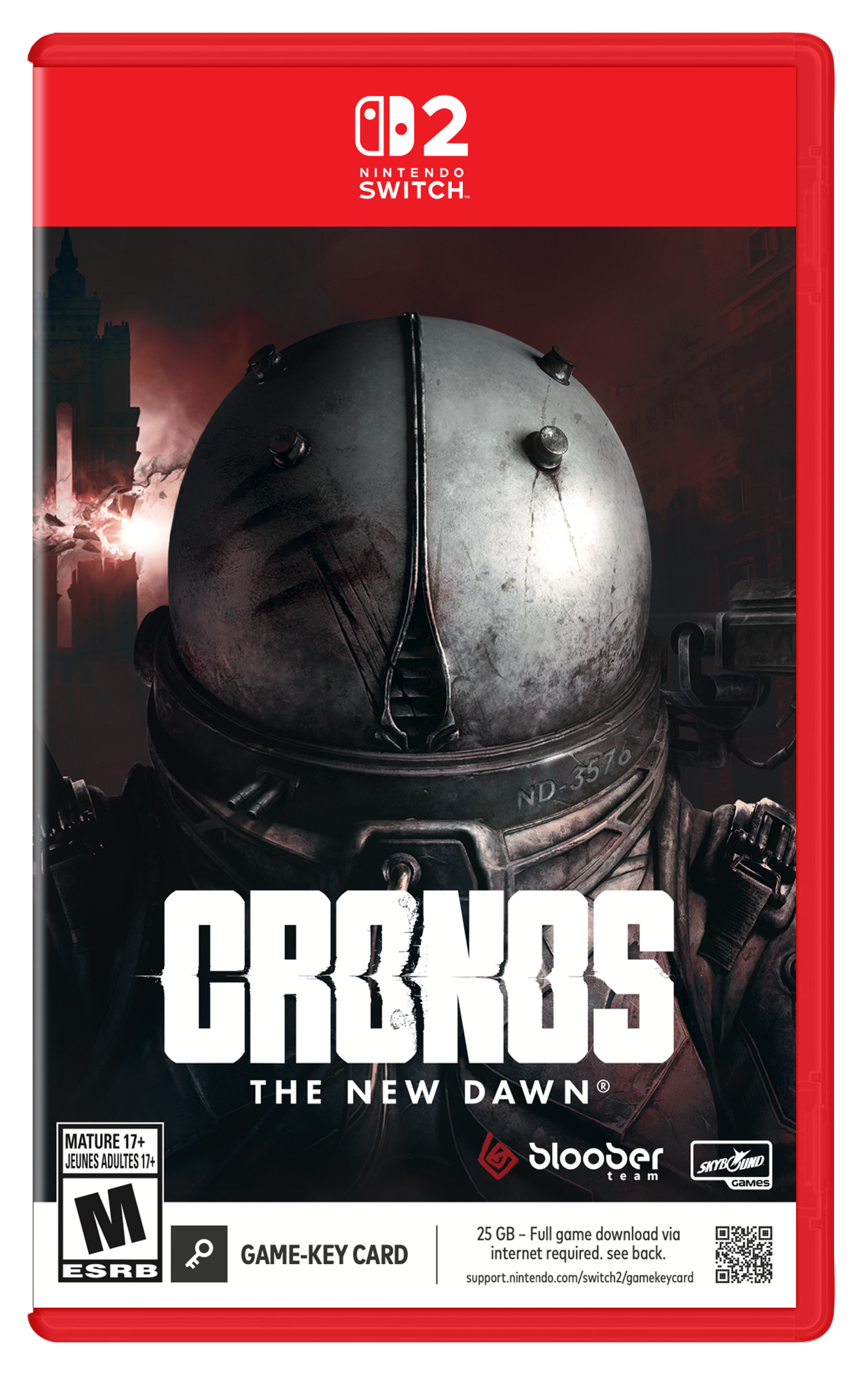 2 NINTENDO SWITCH. ND-3576 CRONOS THE NEW DAWN MATURE 17+ JEUNES ADULTES 17+ Slooder SKYBUND team GaMes M O GAME-KEY CARD 25 GB - Full game download via internet required. see back. support.nintendo.com/switch2/gamekeycard