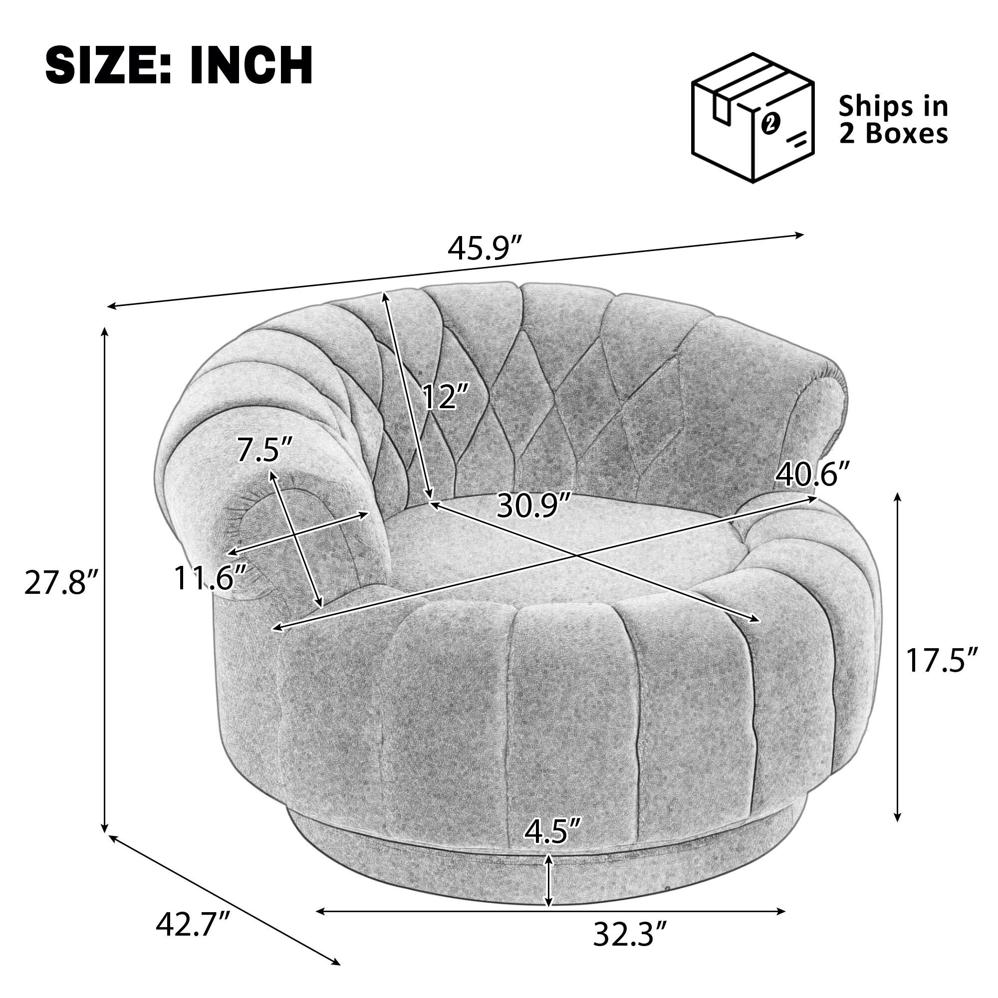 SIZE: INCH  
Ships in 2 Boxes  
45.9"  
7.5"  
12"  
30.9"  
40.6"  
27.8"  
11.6"  
17.5"  
4.5"  
42.7"  
32.3"