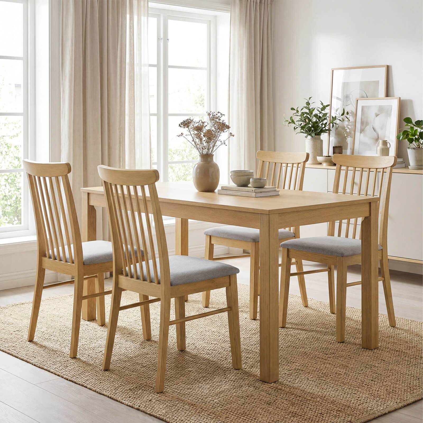 Alt View 4. Costway - Costway 2 PCS Dining Chairs with Rubber Wood Frame Padded Seat Spindle Back for  Restaurant - Gray + Natural.