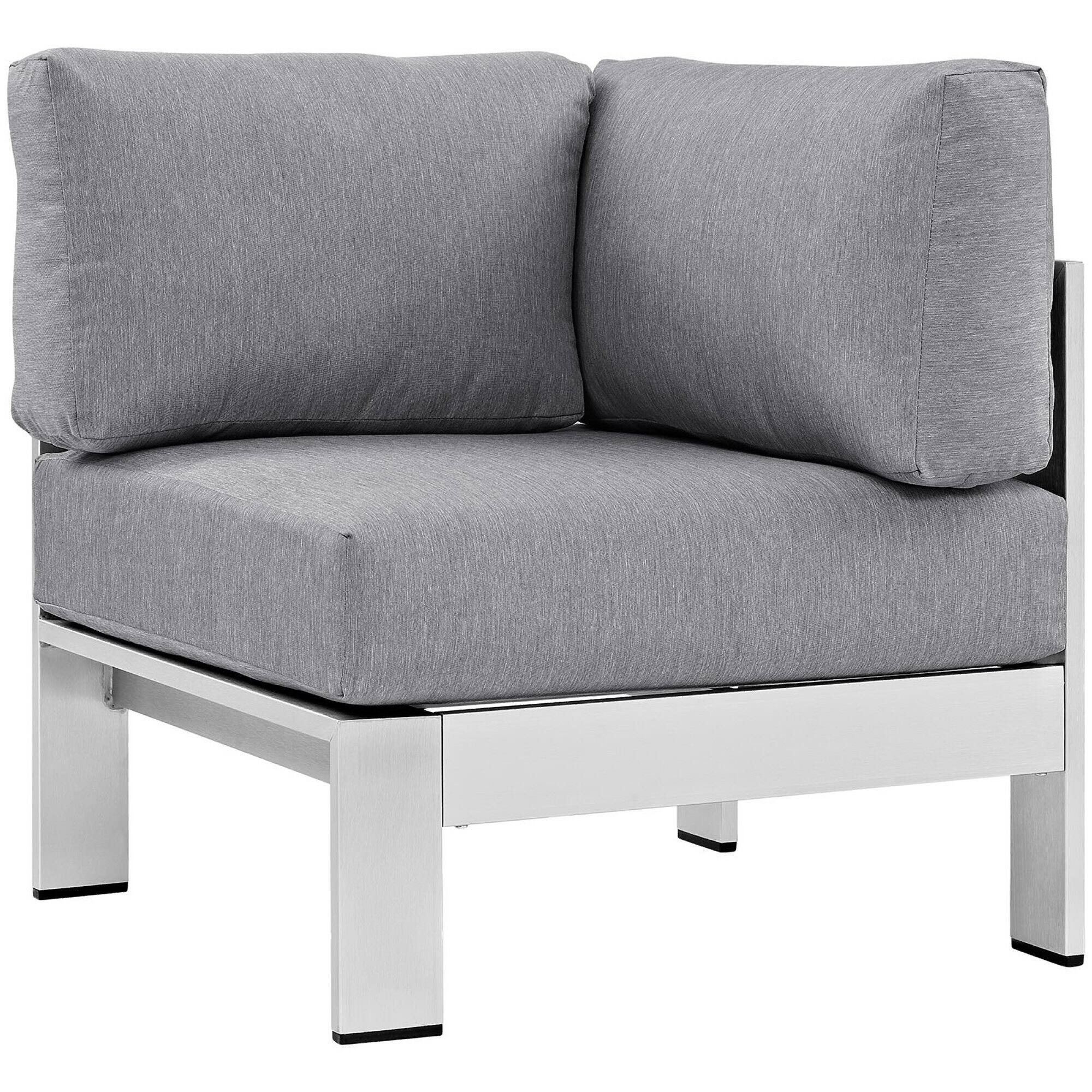 Angle. Modway - Shore Outdoor Patio Aluminum Corner Sofa by Modway - Silver Gray.