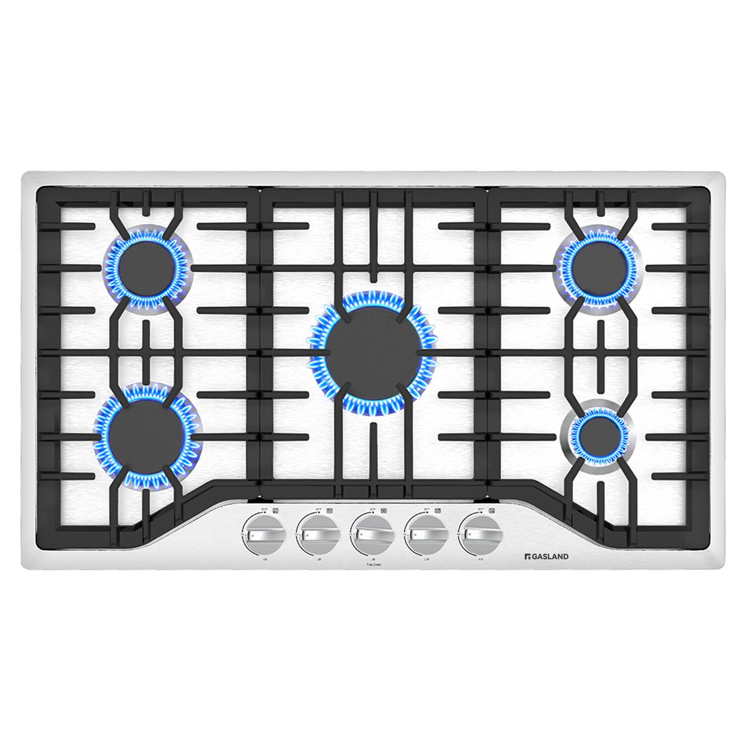 Front. GASLAND - 36 inches Stainless Steel Gas Cooktop with 5-Sealed Burners - Stainless steel.