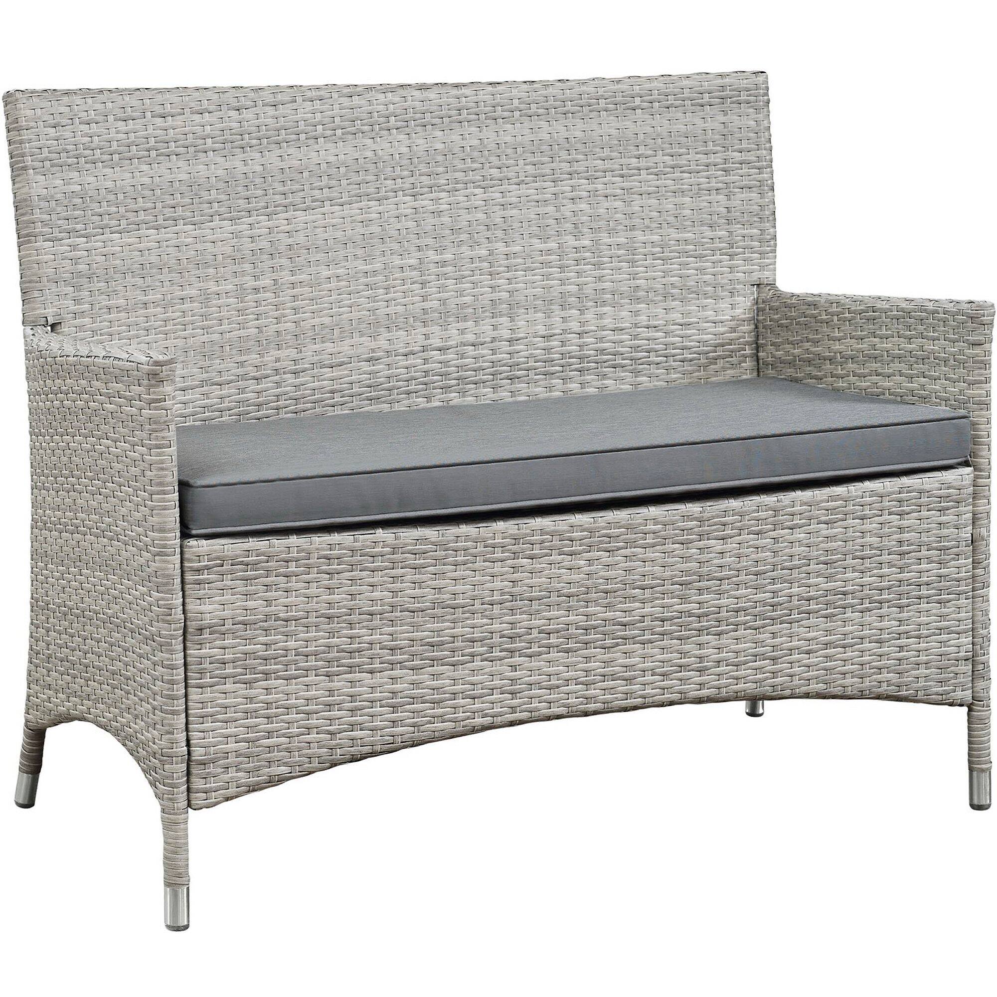 Back. Modway - Bridge 4 Piece Outdoor Patio Patio Conversation Set by Modway - Light Gray Gray.