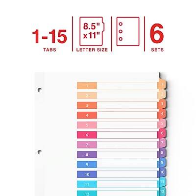 1-15 Tabs  
8.5" x 11" Letter Size  
6 Sets  

1 2 3 4 5 6 7 8 9 10 11 12