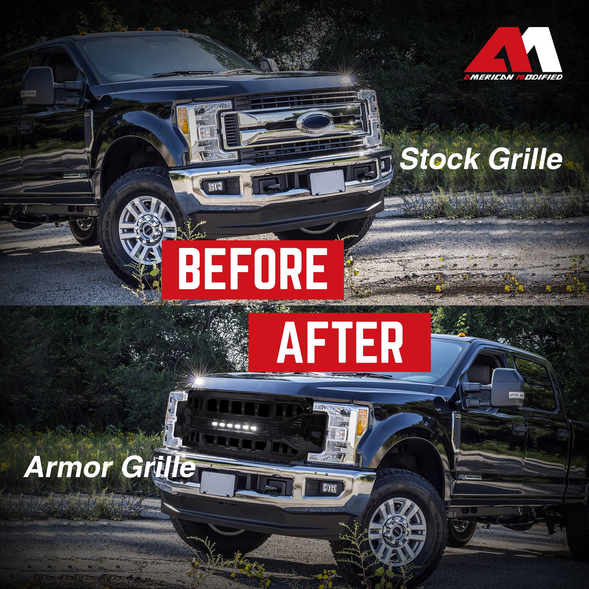 **Before**

Stock Grille

**After**

Armor Grille

American Modified