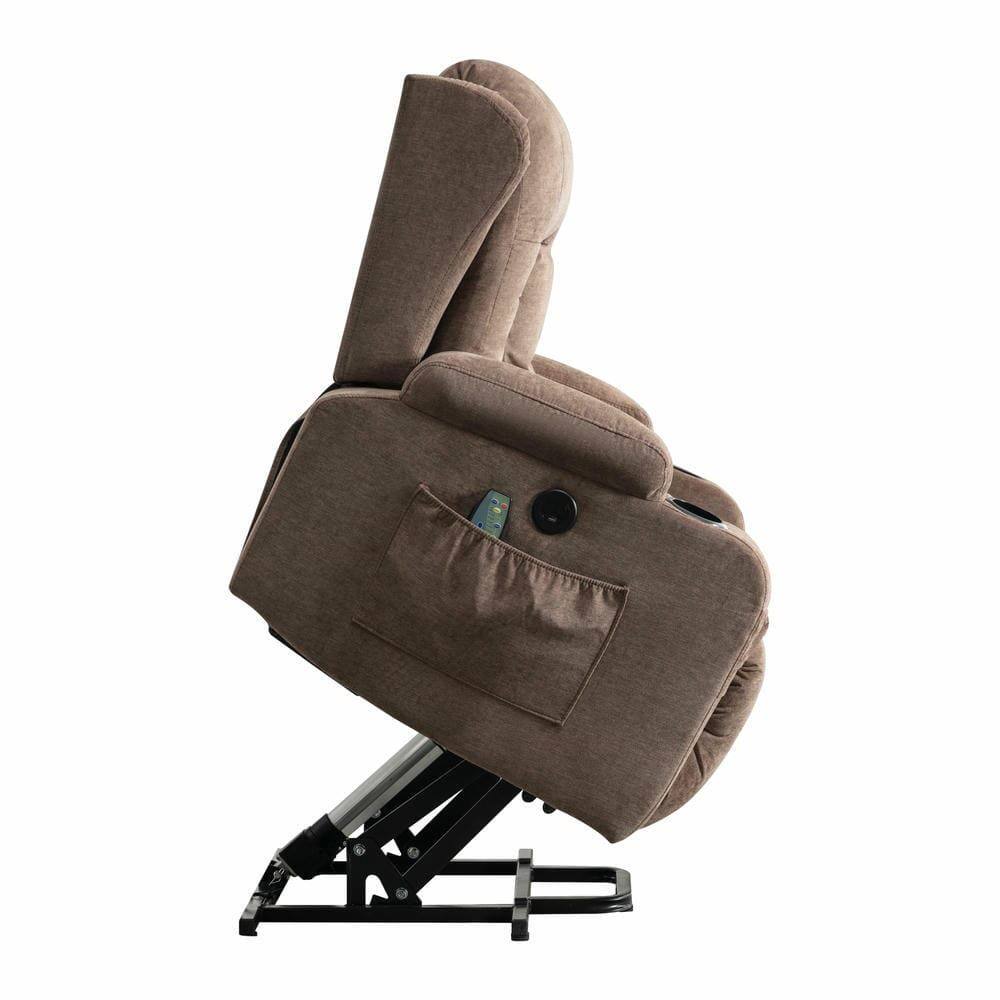 Alt View 10. Kadyn - Power Lift Recliner Chair, 8-Point Massage & Heat, 150° Recline, USB Port, Brown - Brown.