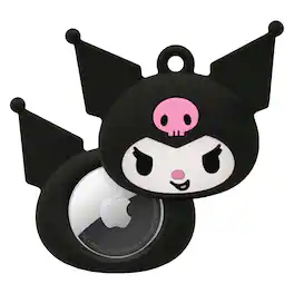 iFace - Sanrio Kuromi Apple AirTag Case Accessory Silicone Protective Cover Cute Design with Carabiner Clip - Kuromi (Black)