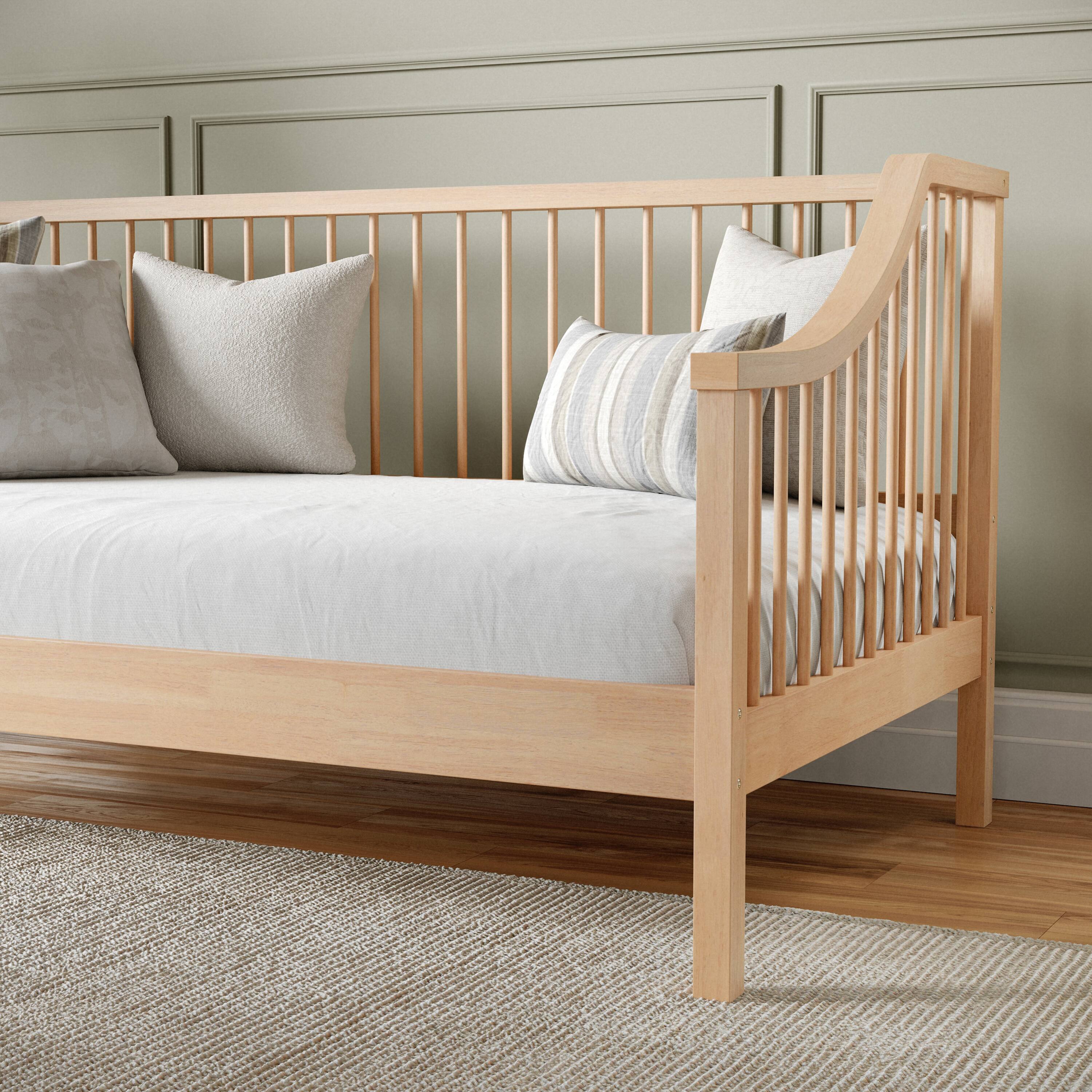 Alt View 4. Martha Stewart - Neely Solid Wood Platform Daybed with Wooden Spindles and Slatted Foundation with No Box Spring Required - Light Beech.