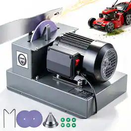 VEVOR - Lawn Mower Blade Sharpener, 2/3HP Lawnmower Blade Grinder with 7" Ceramic Grinding Wheel and Balancer, 30° or 40° Blade - Gray