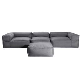 Jaxx - Baya 4 Piece Outdoor Sofa with Ottoman - Luxurious European Style Soft Seating - Charcoal
