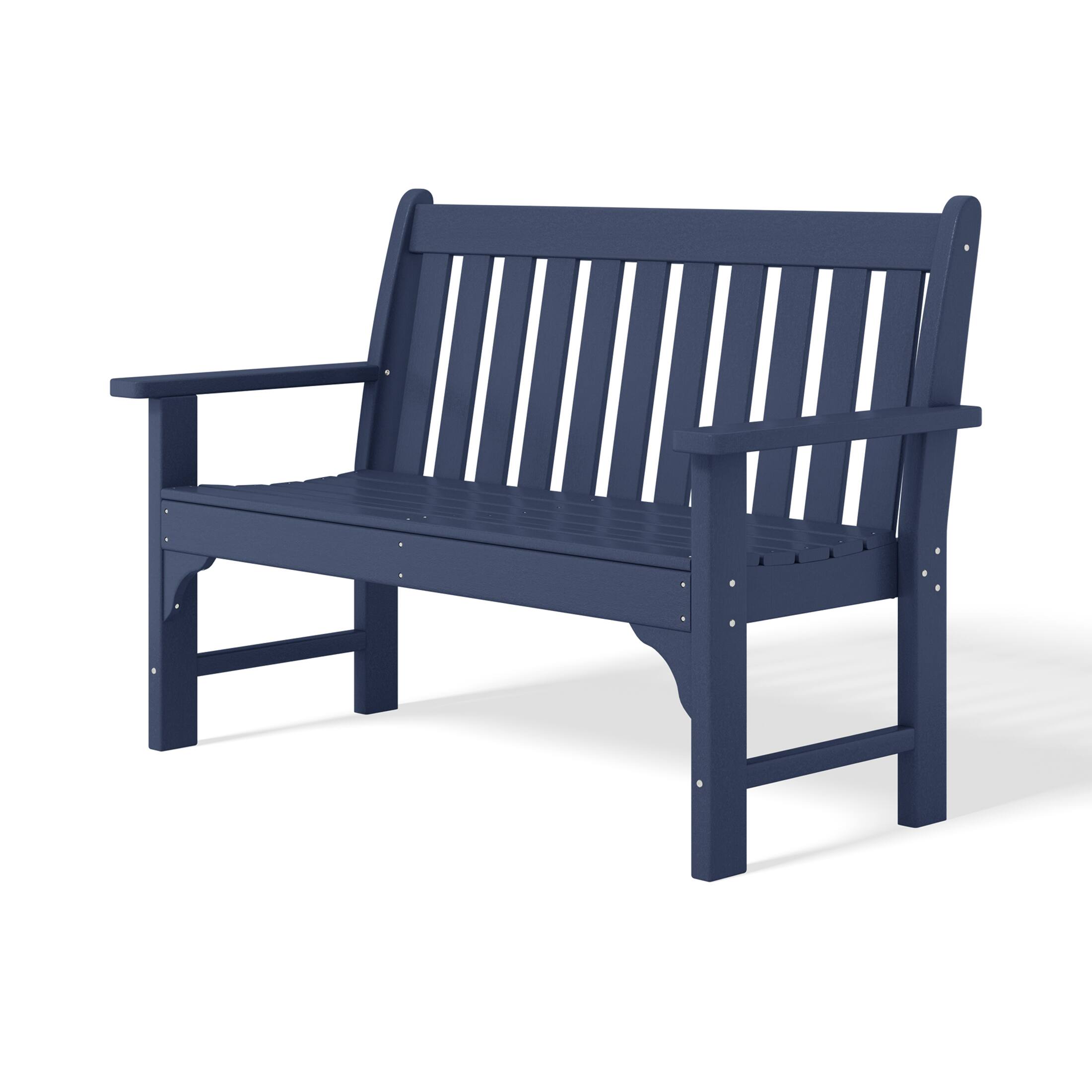 Alt View 3. WestinTrends - WestinTrends Malibu Outdoor 2-Person All-Weather HDPE Front Porch Garden Bench - Navy Blue.