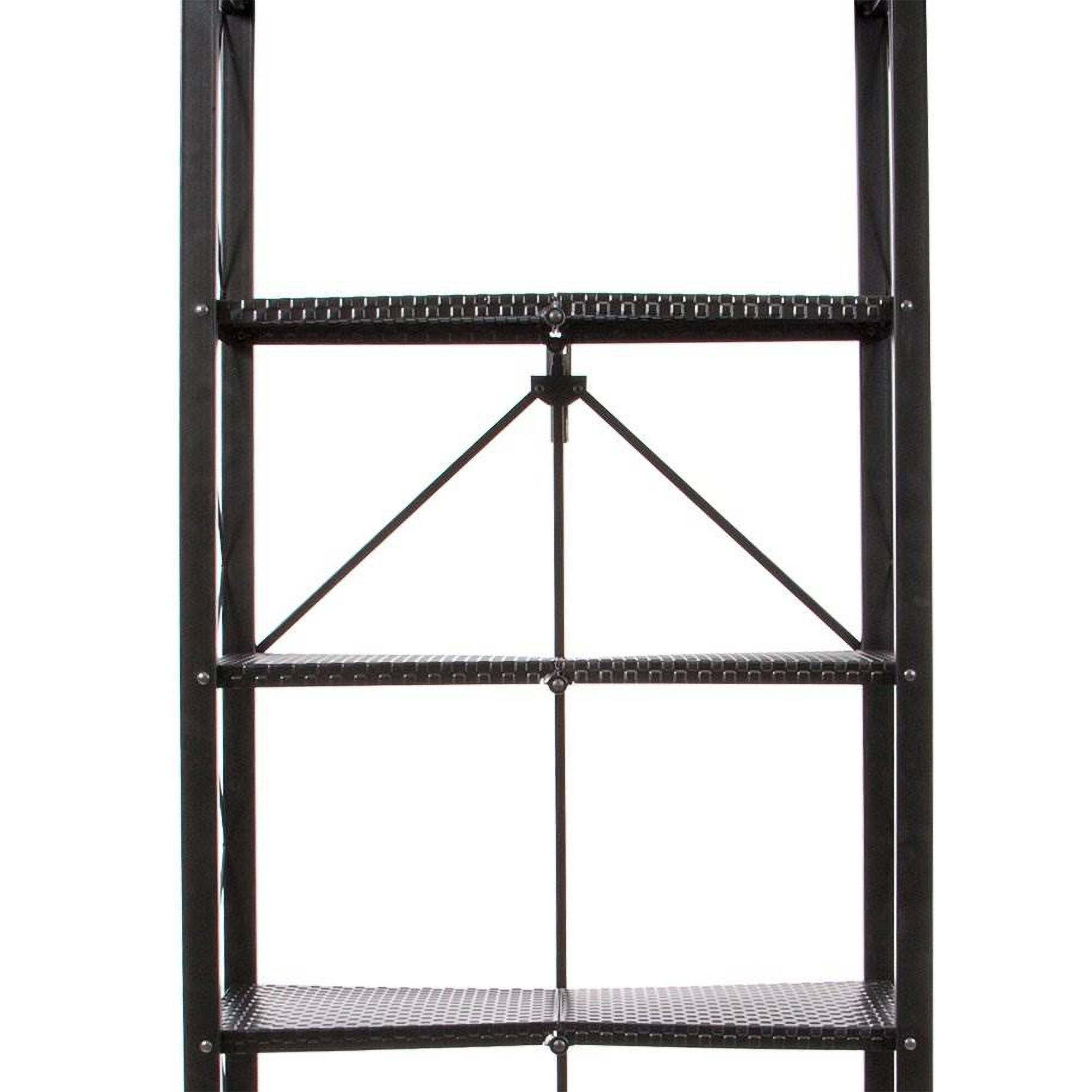 Alt View 5. Origami - Origami 6 Tier Classic Stamped Steel Bookcase Organizer Storage Rack, Black - Black.