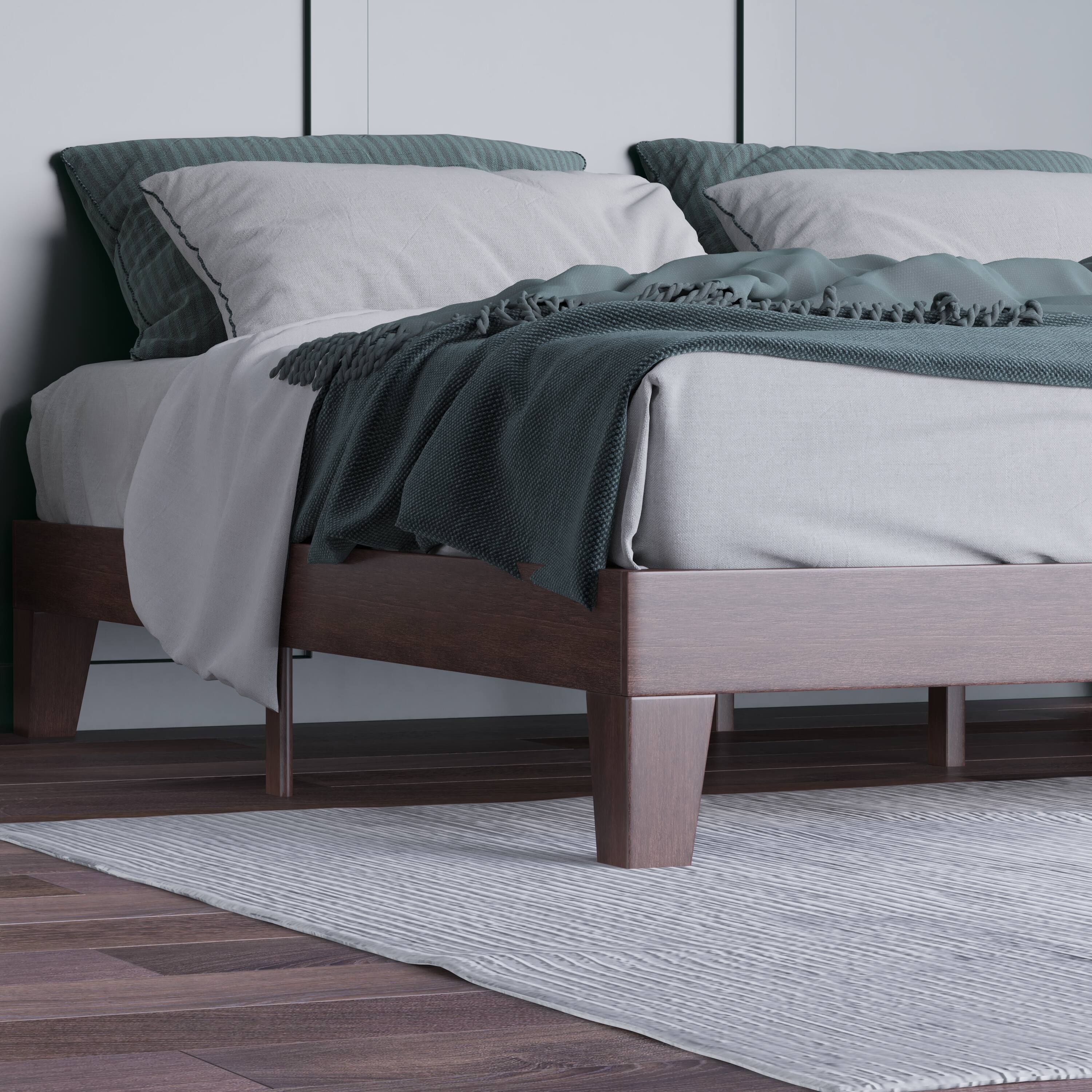 Alt View 3. Emma + Oliver - Avila Wooden Platform Bed with Wooden Support Slats; No Box Spring or Foundation Required - Walnut.