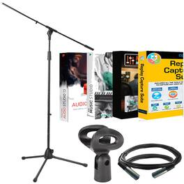 Strukture - Pig Hog PHMCST Standard Microphone Clip + Microphone Boom Stand Kit