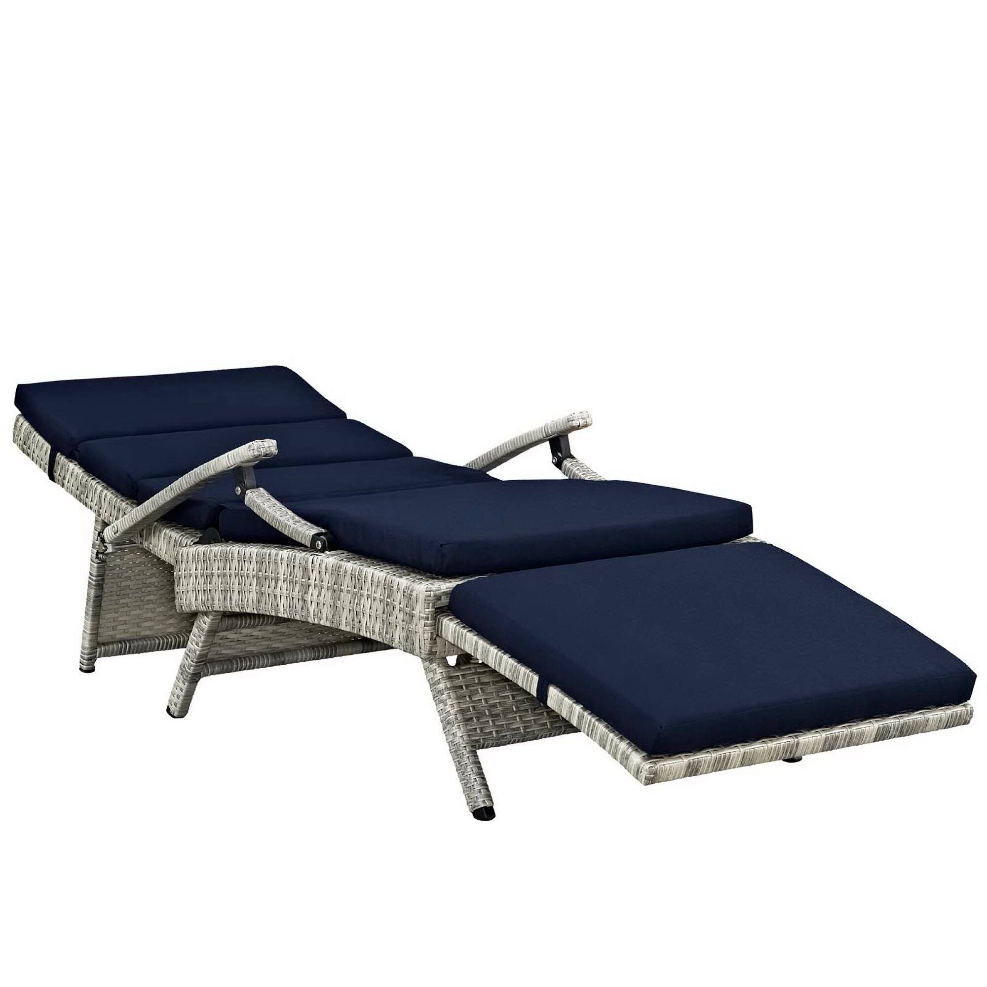 Alt View 2. Modway - Envisage Chaise Outdoor Patio Wicker Rattan Lounge Chair by Modway - Light Gray Navy.