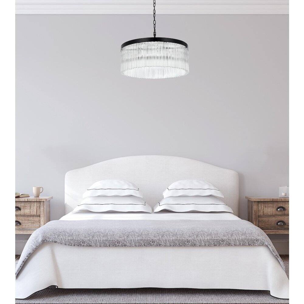Alt View 4. Elegant Lighting - Harlow 24 Inch Chandelier In Black - Black And Clear.