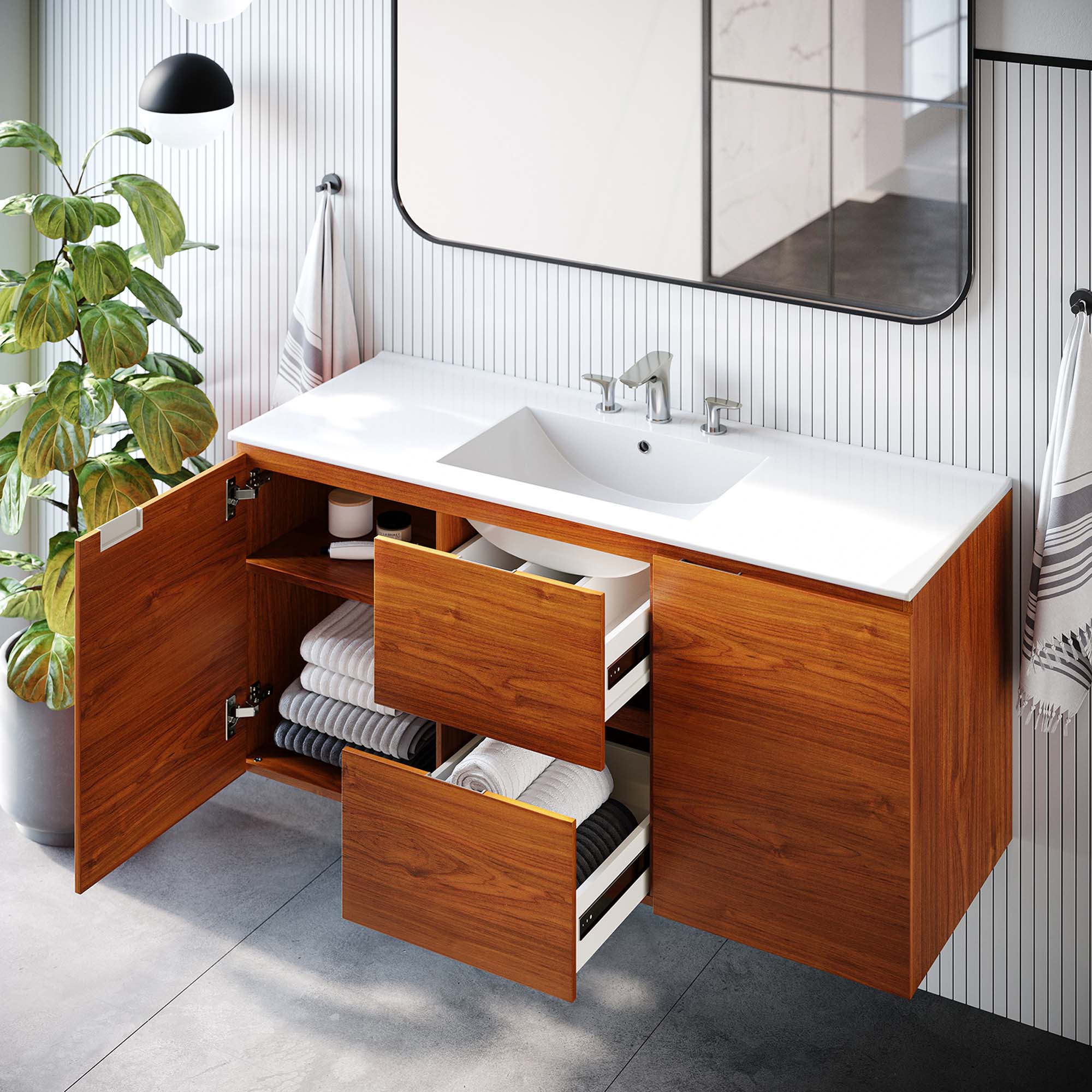 Back. Modway - Scenic Wall-Mount Bathroom Vanity Basin Included by Modway - Cherry White.