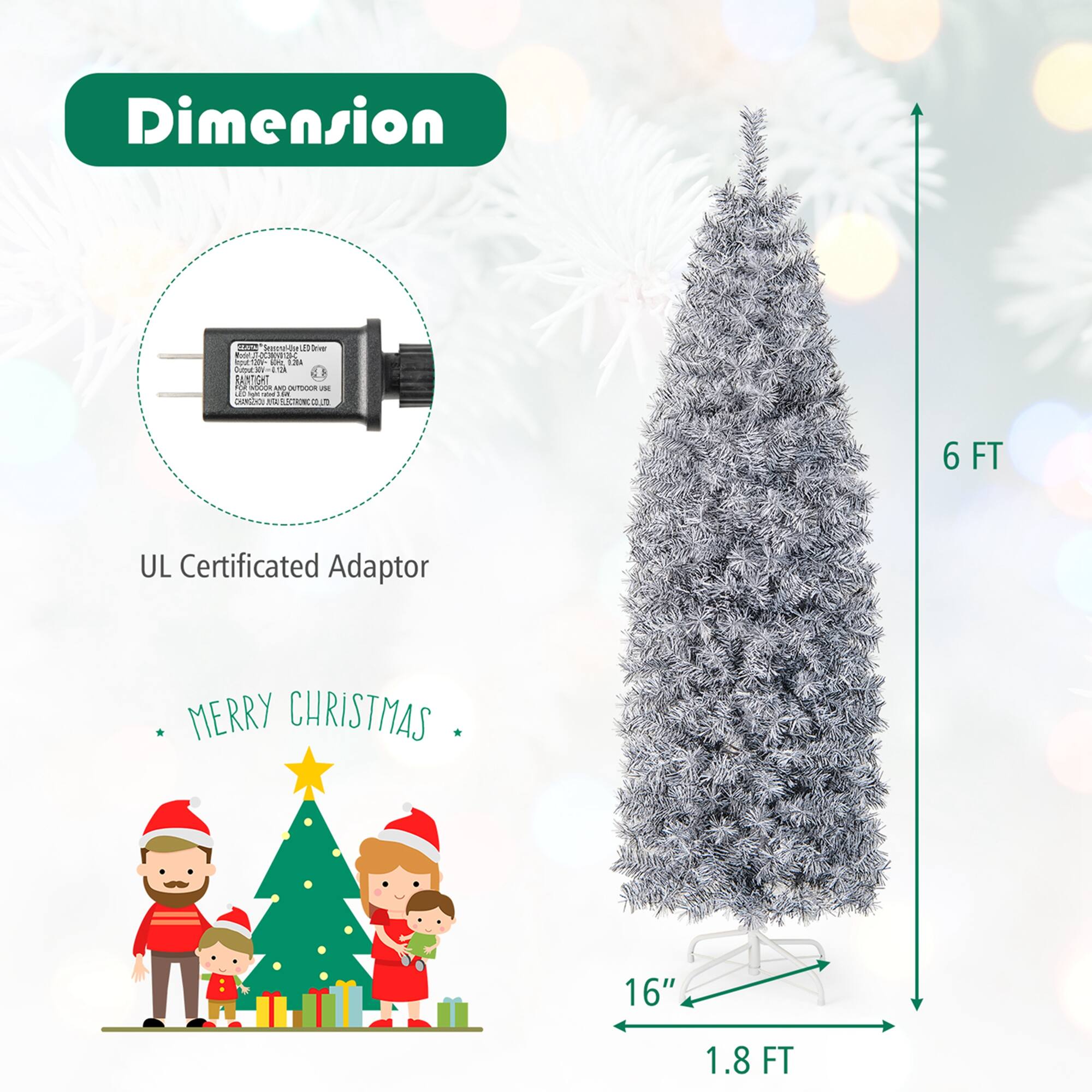 Dimension: 16" x 1.8 FT. Merry Christmas.