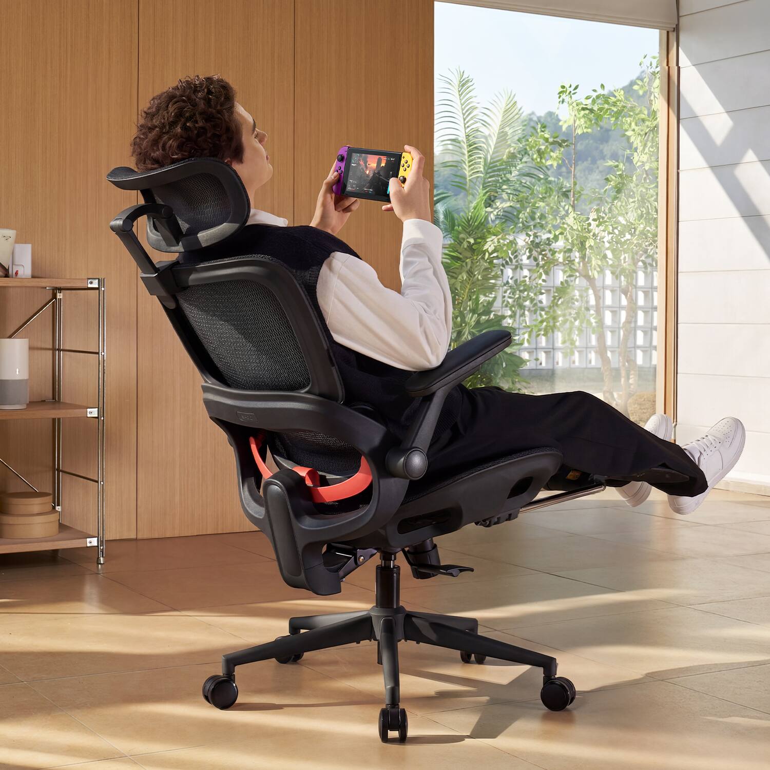 Alt View 10. SIHOO - B100 PRO Ergonomic Office Chair with Footrest, Breathable Mesh Chair, Adaptive Dynamic Lumbar, 4D Arm for Home, 300lb - Black.