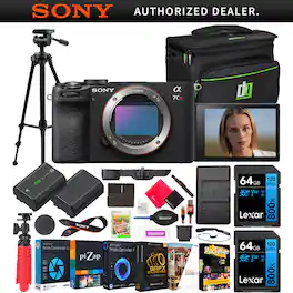 Sony - a7CR Full Frame Mirrorless Camera Body Black + Bag & Accessories Kit Bundle