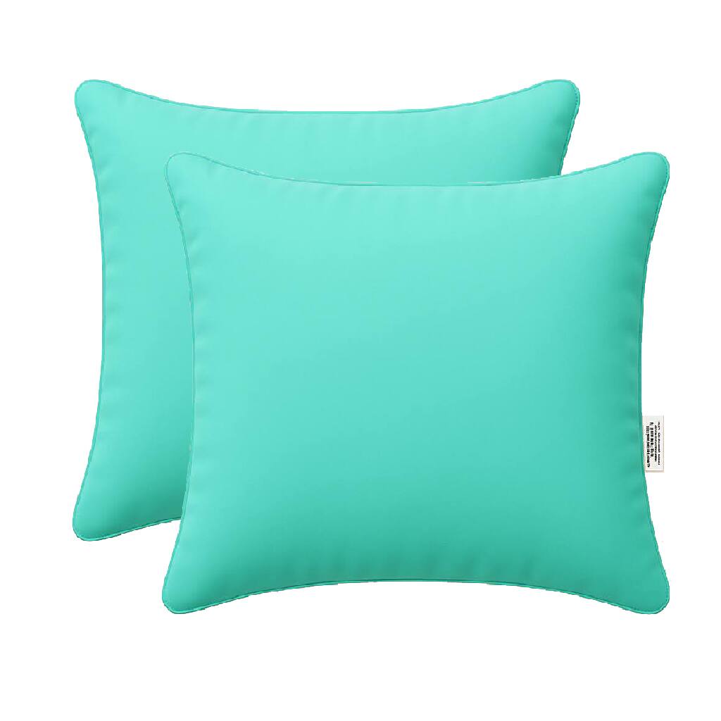 LuXeo - 2-Pack Indoor-Outdoor Throw Pillow / Color:(Ceramic)Turquoise Size:18" x 18" - Aqua
