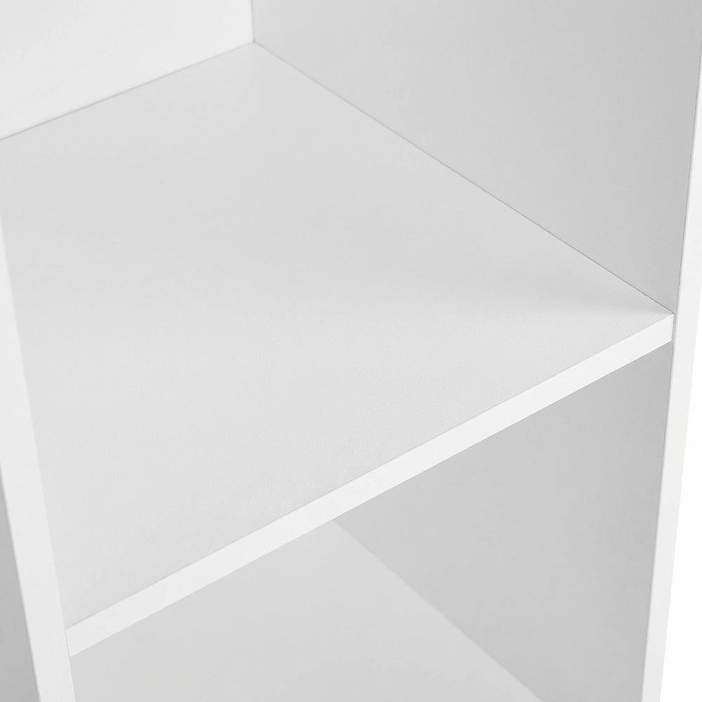 Alt View 1. FurniFact - White wood bookcase with compact design and versatile storage solution - White.