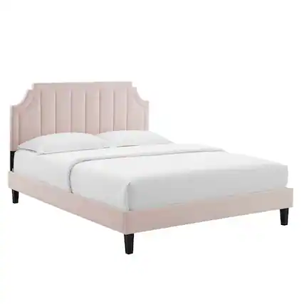 Front. Modway - Sienna Performance Velvet Queen Platform Bed - Red.